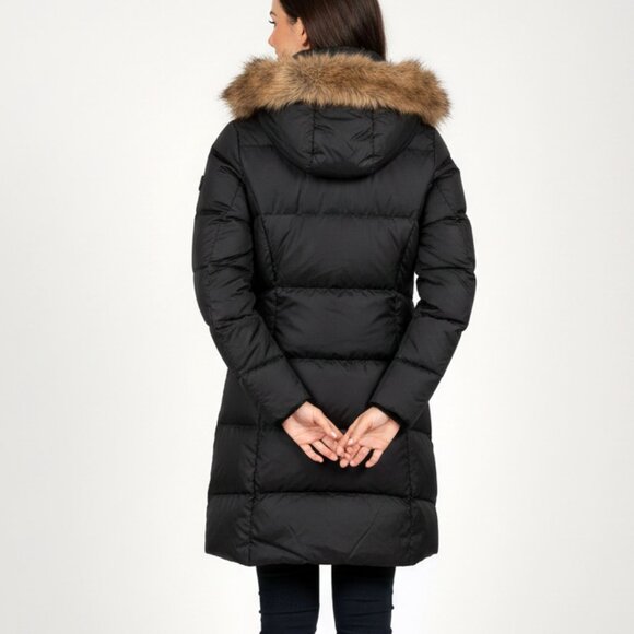 🔥 EDDIE BAUER Down Parka | Womens Black Long Winter Coat Sz (S) - Picture 6 of 7